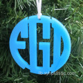 Faarf Acryl Circle Chrëschtdag Ornament Monogram Acryl